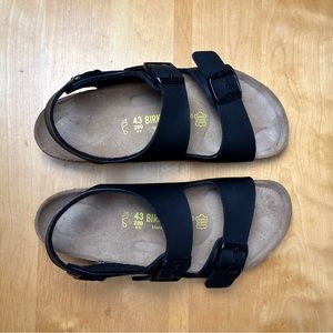 Birkenstock Men’s Milano Size US 10 Black Leather Slingback Sandals *Pristine*